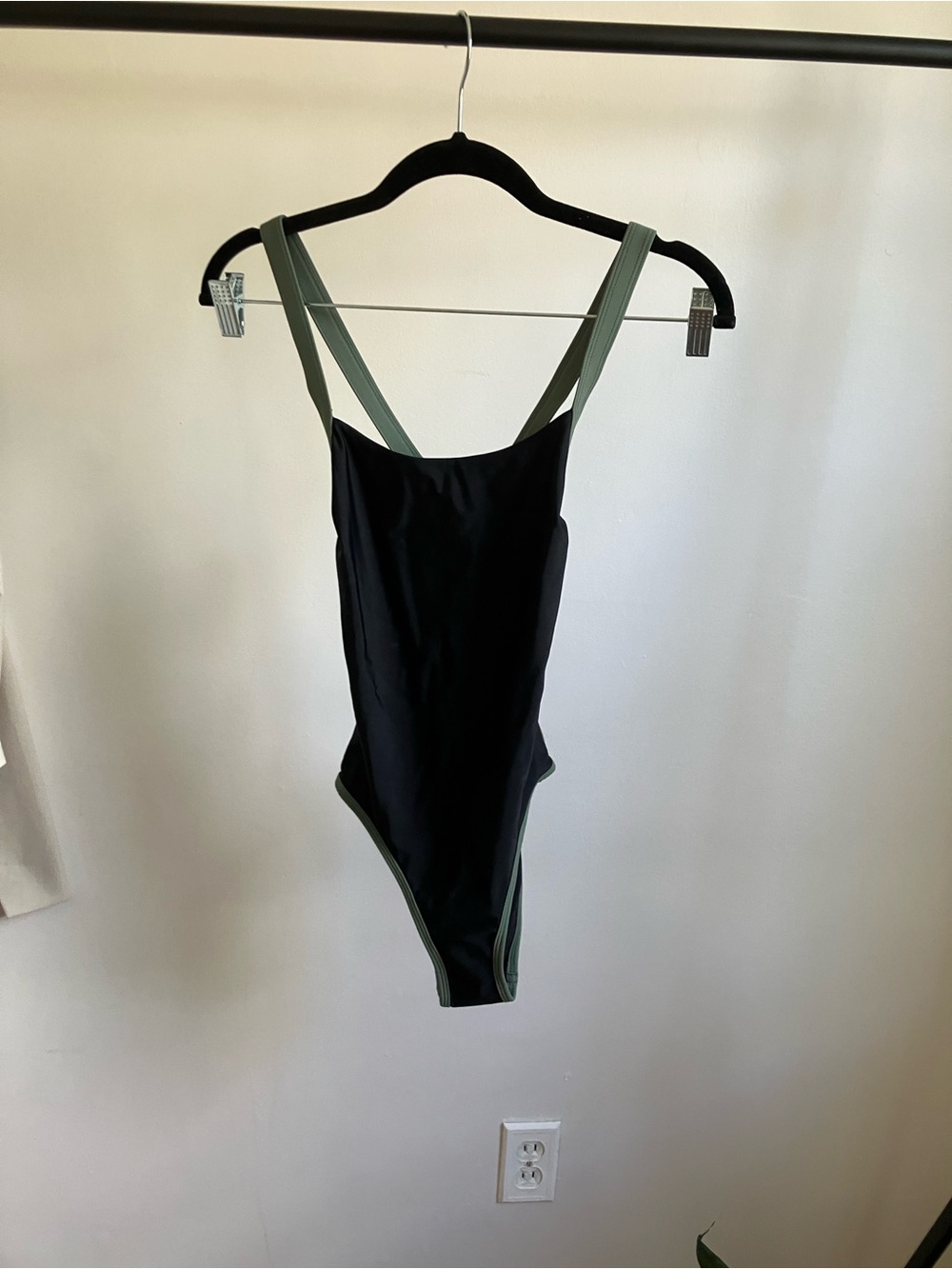 Open back one piece swimsuit - blue and teal